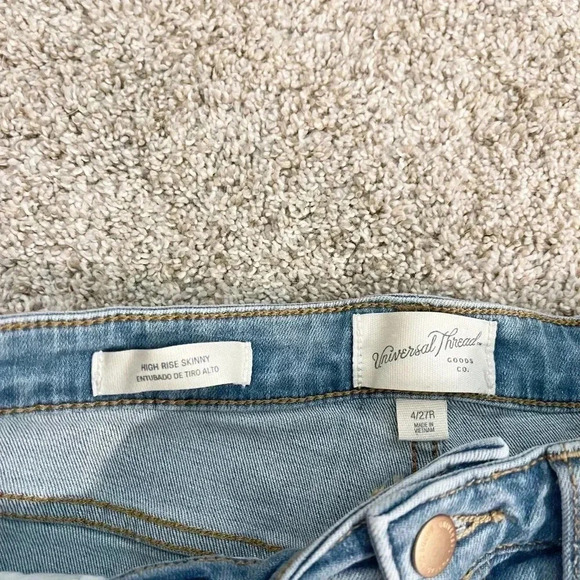 Universal Thread Stretch Denim High-Rise Skinny Distress Jeans Blue Size 4/27R - Picture 10 of 11